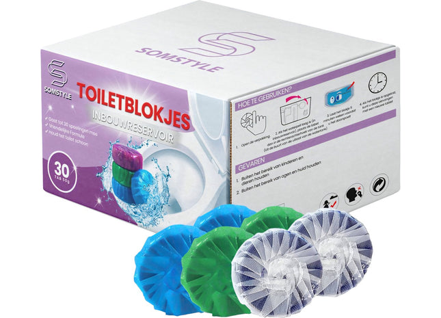 Toiletblokjes Inbouwreservoir 18 Stuks - Blauw/Groen/Paars - Lavendel / Ocean / Lemon 123accessoire.nl
