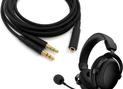 2 in 1 Audio Kabel 1.2 Meter Geschikt voor o.a. HyperX Cloud 2, Alpha, Core, Flight