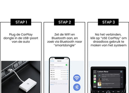 Car Dongle Wireless USB Adapter Geschikt voor Apple Auto CarPlay - Draadloos verbinden