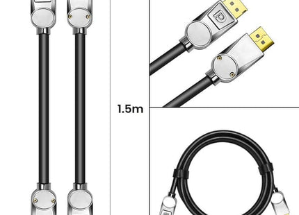 Displayport 1.4 Kabel Zilver 1.5 Meter – 8K 60Hz – 4K 144 Hz - Gecertificeerd