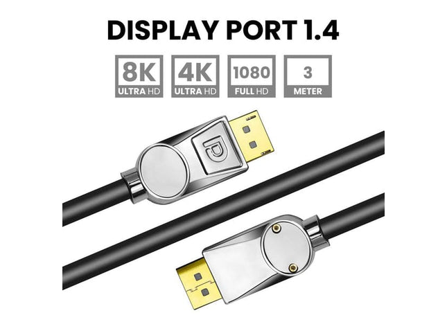 Displayport 1.4 Kabel Zilver 3 Meter – 8K 60Hz – 4K 144 Hz