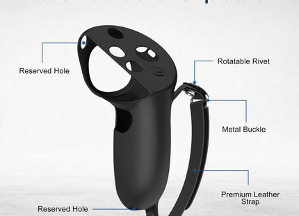 Siliconen Case met Strap Geschikt Voor Oculus Quest Pro Touch Controller - Zwart