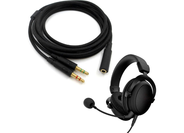 2 in 1 Audio Kabel 1.2 Meter Geschikt voor o.a. HyperX Cloud 2, Alpha, Core, Flight