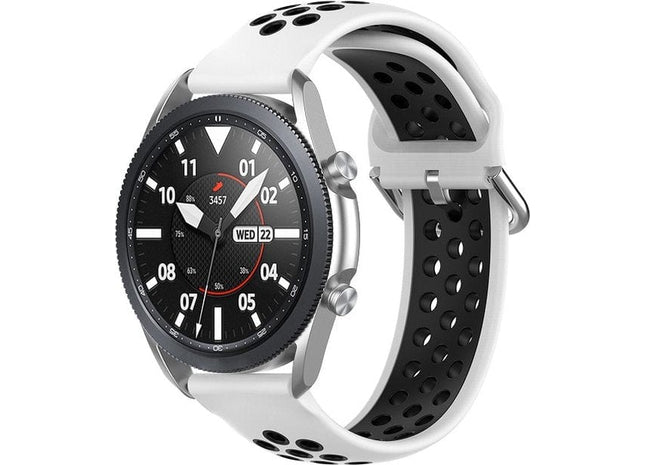 20 mm Bandje -  Siliconen Air - Wit/ Zwart