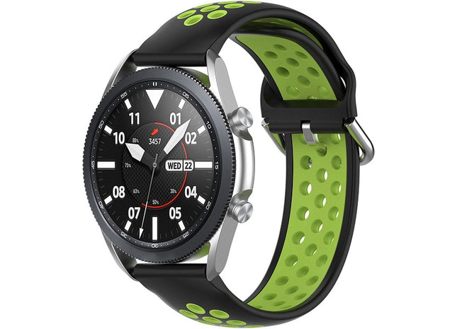 20 mm Bandje - Siliconen Air - Zwart/ Groen