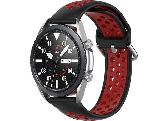 20 mm Bandje -  Siliconen Air - Zwart/ Rood