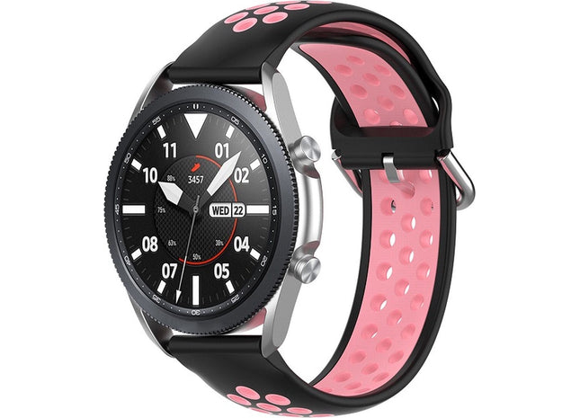 20 mm Bandje -  Siliconen Air - Zwart/ Roze