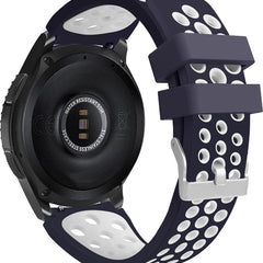 22 mm Bandje -  Luxe Siliconen - Blauw Wit