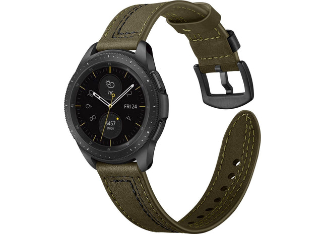 22 mm Bandje -  Speciaal Leren - Groen