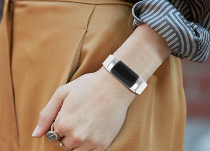 Bandje Geschikt Voor Fitbit Charge 5 - Leren - Wit