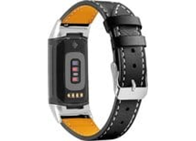Bandje Geschikt Voor Fitbit Charge 5 - Leren - Zwart