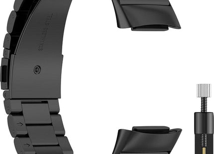 Bandje Geschikt Voor Fitbit Charge 5 - Metalen RVS Schakel - Zwart