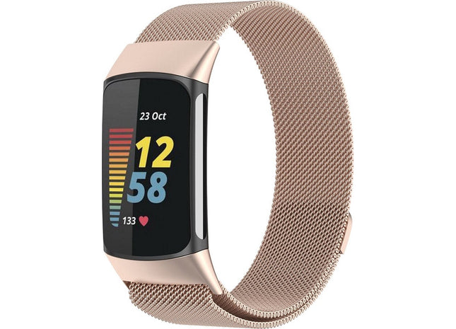 Bandje Geschikt Voor Fitbit Charge 5 - Milanees - Champagne