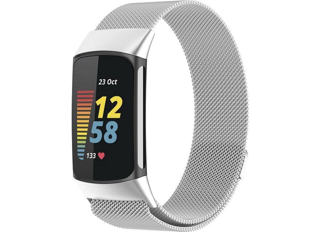 Bandje Geschikt Voor Fitbit Charge 5 - Milanees - Zilver