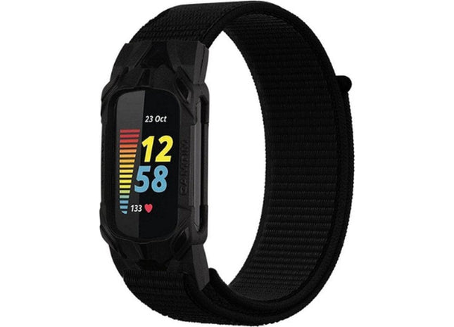 Bandje Geschikt Voor Fitbit Charge 5 - Nylon - Zwart
