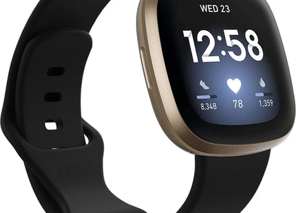 Bandje geschikt voor Fitbit Versa 3, 4 - Siliconen - Zwart