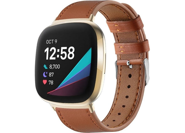 Bandje geschikt voor Fitbit Versa 3 - Leren - Bruin