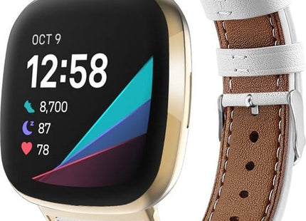 Bandje geschikt voor Fitbit Versa 3 - Leren - Wit