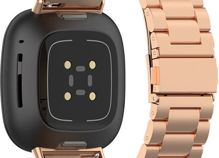 Bandje geschikt voor Fitbit Versa 3 - Metalen - Rose Gold