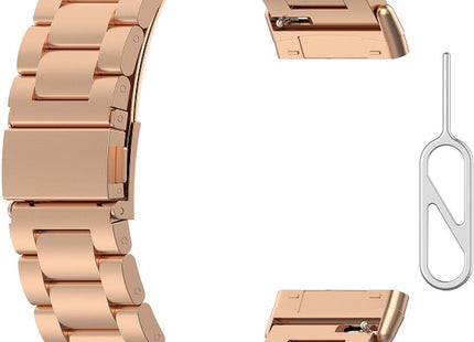 Bandje geschikt voor Fitbit Versa 3 - Metalen - Rose Gold