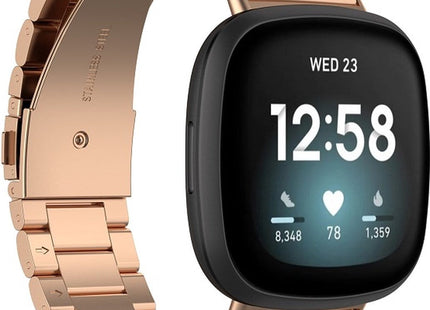 Bandje geschikt voor Fitbit Versa 3 - Metalen - Rose Gold