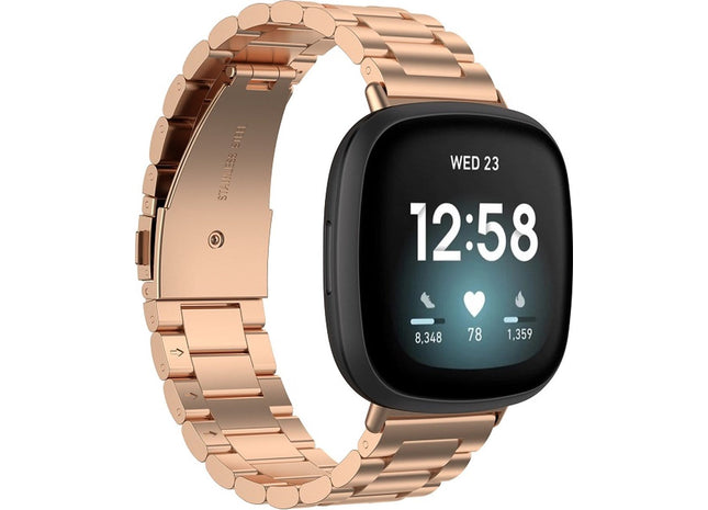 Bandje geschikt voor Fitbit Versa 3 - Metalen - Rose Gold