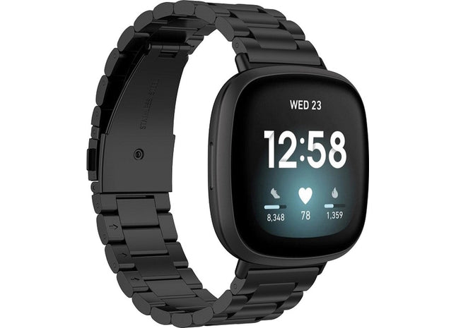 Bandje geschikt voor Fitbit Versa 3 - Metalen - Zwart