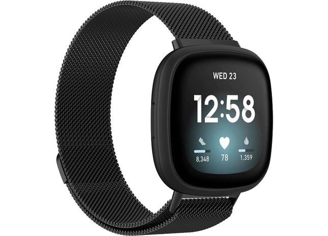 Bandje geschikt voor Fitbit Versa 3 - Milanees - Zwart