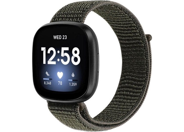 bandje geschikt voor Fitbit Versa 3 - Nylon - Army Groen