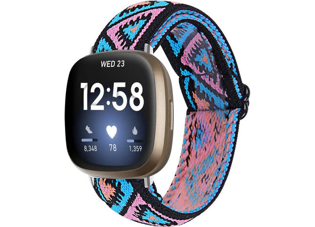 Bandje geschikt voor Fitbit Versa 3 - Nylon - Blauw Roze
