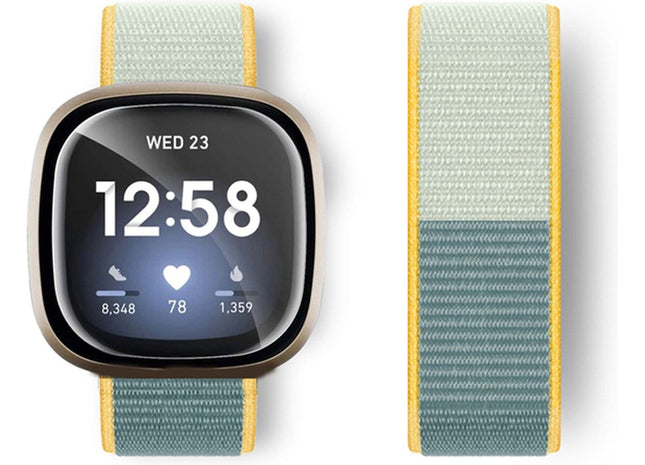 bandje geschikt voor Fitbit Versa 3 - Nylon - Groen, Geel
