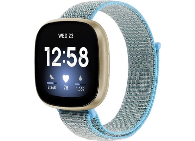 bandje geschikt voor Fitbit Versa 3 - Nylon - Lichtblauw