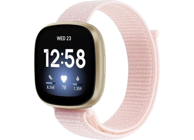 bandje geschikt voor Fitbit Versa 3 - Nylon - Parelroze