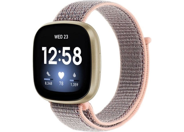 bandje geschikt voor Fitbit Versa 3 - Nylon - Pink Sand