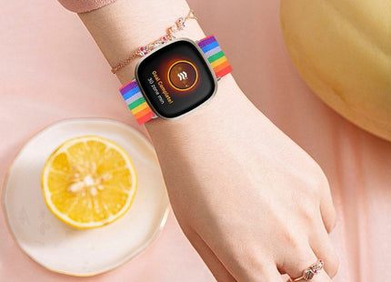 Bandje geschikt voor Fitbit Versa 3 - Nylon - Regenboog