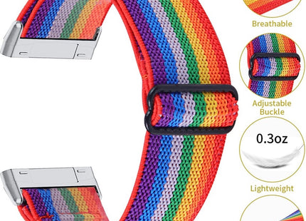 Bandje geschikt voor Fitbit Versa 3 - Nylon - Regenboog