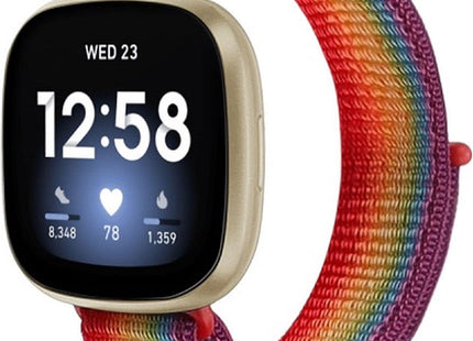 bandje geschikt voor Fitbit Versa 3 - Nylon - Regenboog