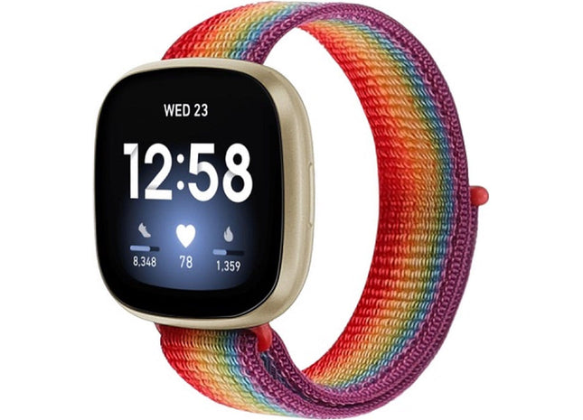 bandje geschikt voor Fitbit Versa 3 - Nylon - Regenboog