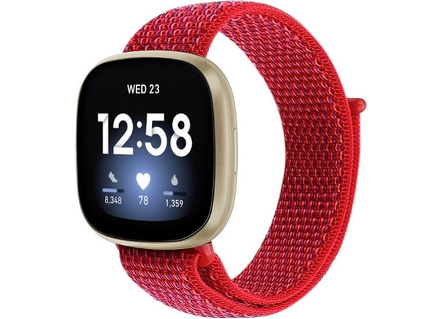 bandje geschikt voor Fitbit Versa 3 - Nylon - Rood