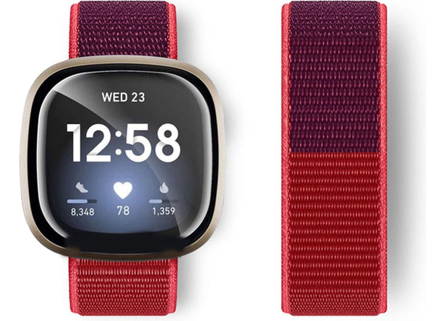 bandje geschikt voor Fitbit Versa 3 - Nylon - Rood