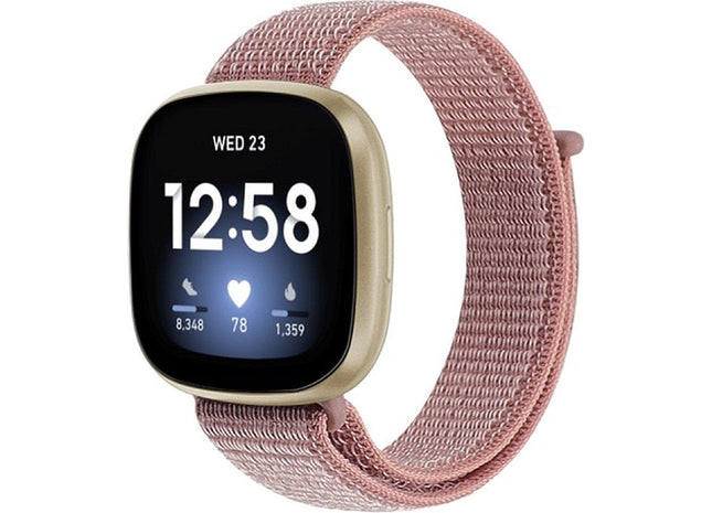 bandje geschikt voor Fitbit Versa 3 - Nylon - Roze