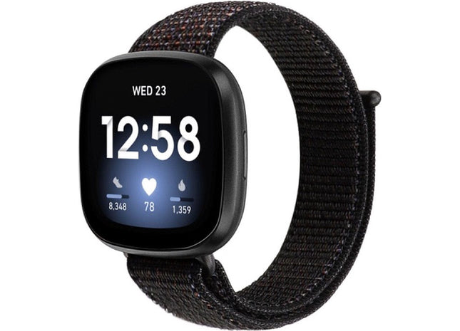 bandje geschikt voor Fitbit Versa 3 - Nylon - Zwart