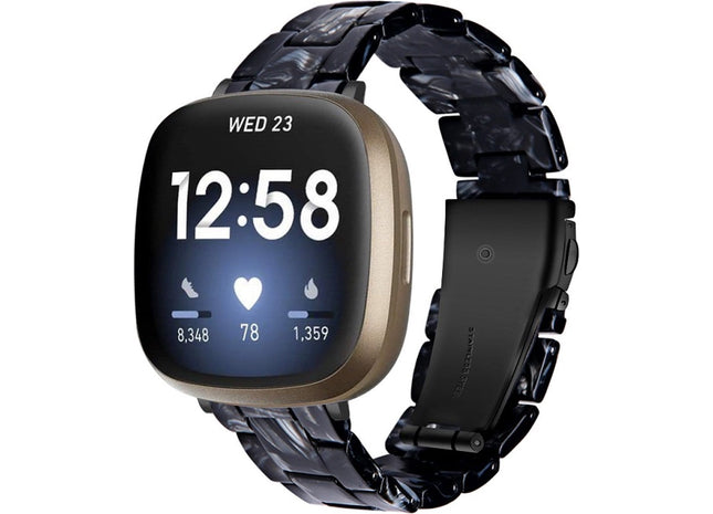 bandje geschikt voor Fitbit Versa 3 - Resin - Zwart Marmer