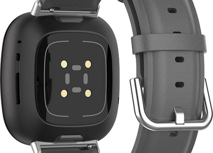 bandje geschikt voor Fitbit Versa 3 - Tailed Leren - Grijs