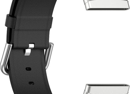 bandje geschikt voor Fitbit Versa 3 - Tailed Leren - Zwart