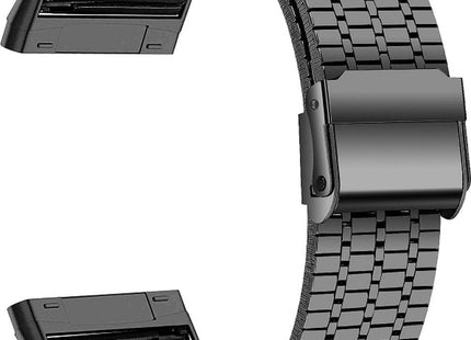 bandje geschikt voor Fitbit Versa 4 - Metalen RVS Schakel - Zwart