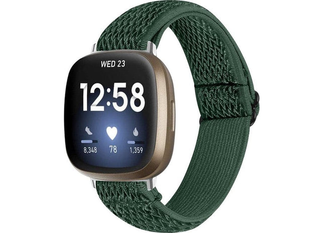 bandje geschikt voor Fitbit Versa 4 - Nylon - Donkergroen