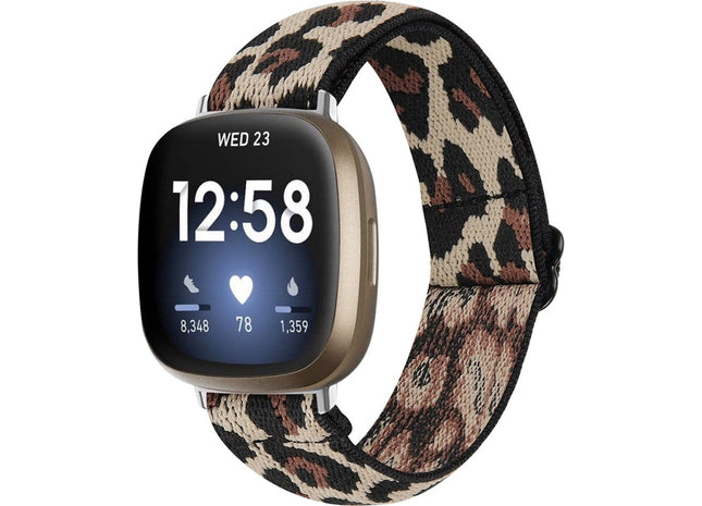 bandje geschikt voor Fitbit Versa 4 - Nylon - Luipaard print