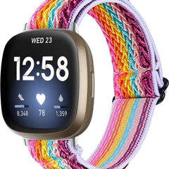 Bandje geschikt voor Fitbit Versa 4 - Nylon - Regenboog