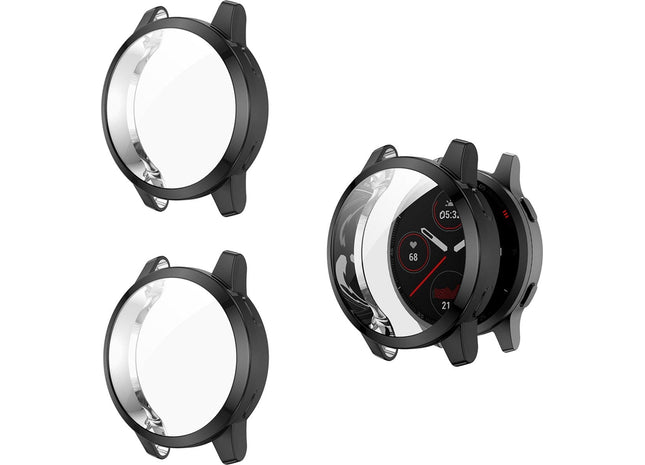 Bumper Screen Protector Set Geschikt Voor Garmin Vivoactive 4s - 2 Stuks - Zwart